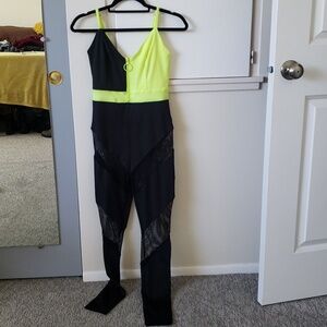 Dollskill Neon Yellow And Black Rave Jumpsuit - S (Plus Free Shrug)
